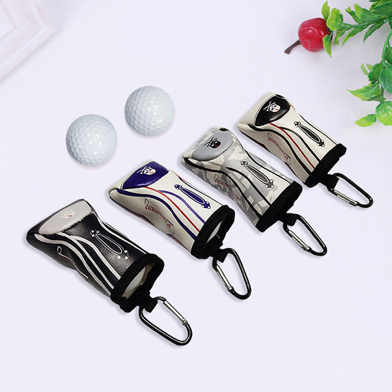 Minigolfi pallikott PU-nahast kaasaskantav väike vöökoht kamuflaažist rippuv topeltpallikott karabiiniga pealuukott