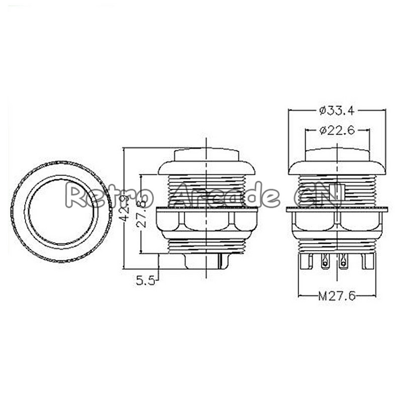 Bezmaksas piegāde 33 mm arkādes spiedpogas gaismas diodes Momentary apgaismotas caurspīdīgas pogas ar mikroslēdžu skapja piederumiem