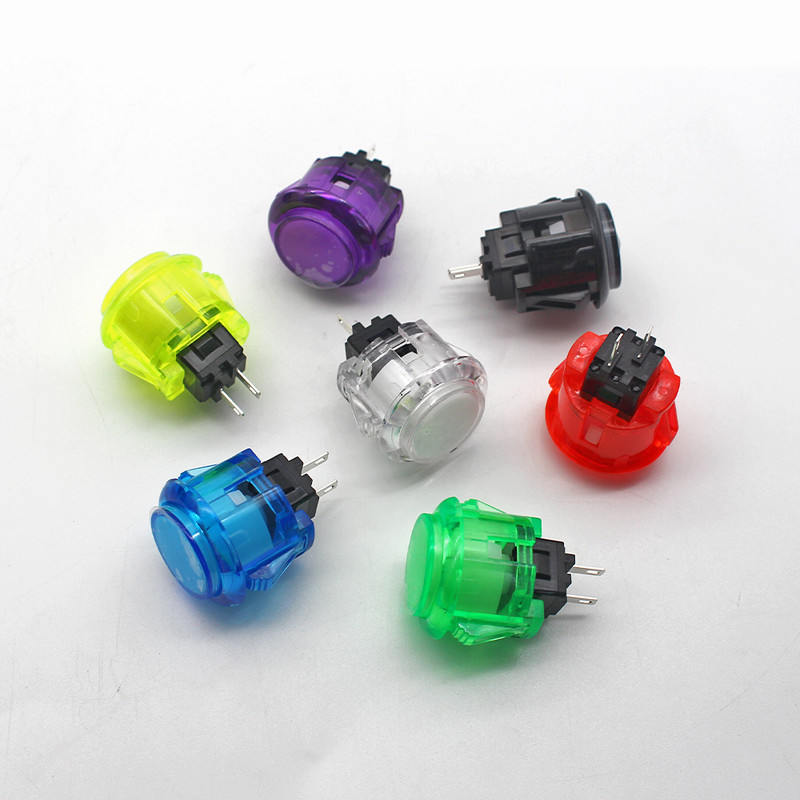 10 komada višebojnih prozirnih bez LED arkadnih 30 mm tipki za kopiranje SANWA OBSF-30 OBSC-30 za DIY Raspberry pi MAME PC Pandora igra