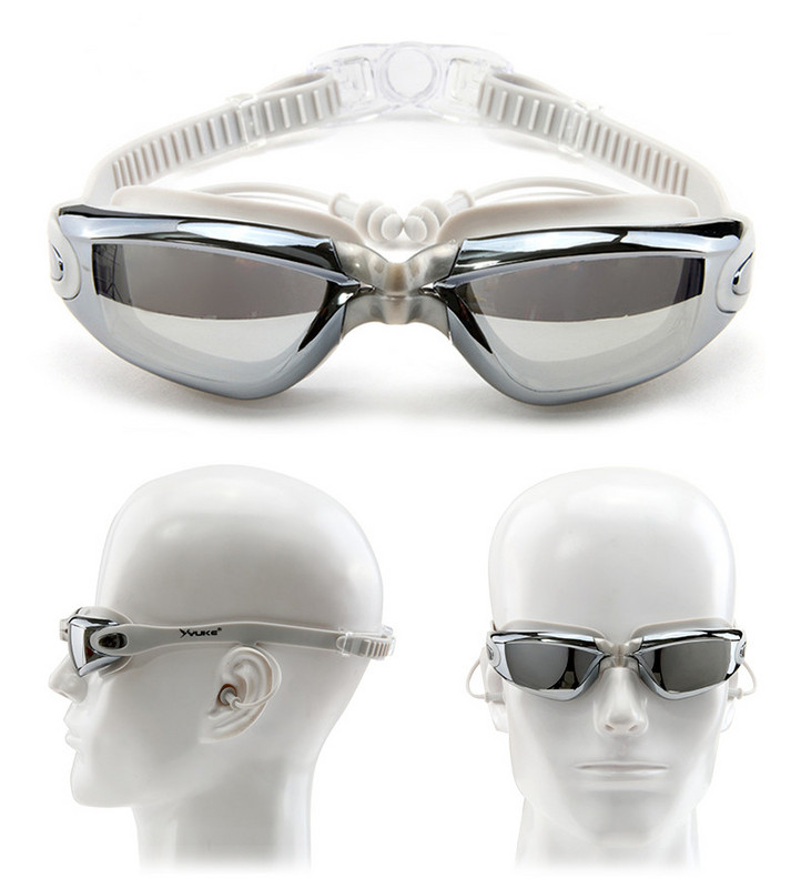 Suaugusiesiems HD Anti-Fog UV apsauga plaukimo akiniai Vandens sportas Moterims Vyriški nardymo plaukimo akiniai su Nosies užsegimu ausų kištuku plaukimo kepuraitė