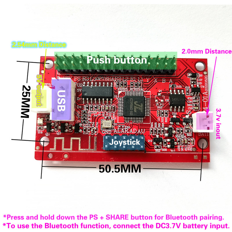 Belaidis „Bluetooth Arcade Zero Delay“ USB plokštė vairasvirtės koduotuvas PCB „Sanwa Game Stick“ valdiklis IOS PS4 „Android 1“ valdymas „pasidaryk pats“
