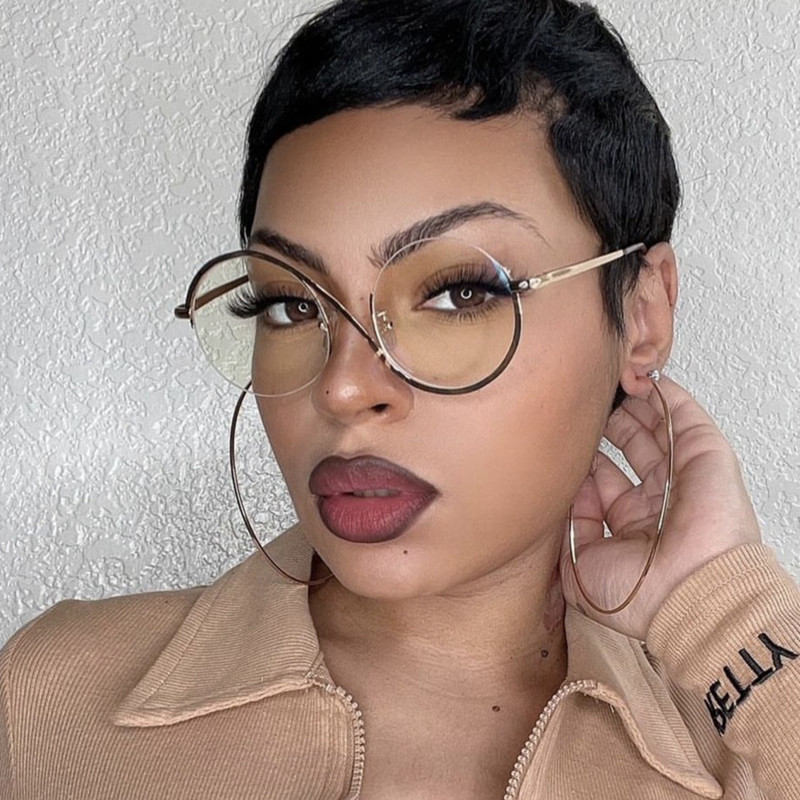 1Pc Νέα Anti Blue Light Γυαλιά Υπολογιστών Γυναικεία Μεταλλικά Half S Frame Γυαλιά Γυαλιά Γυαλιά Flat Lens Διαφανής Σκελετός