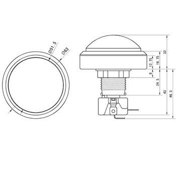 yinglucky 2pcs Big Dome Pushbutton 60mm Φωτιζόμενα κουμπιά Arcade Push Buttons Led 12v Power Button Switch Button with Microswitch