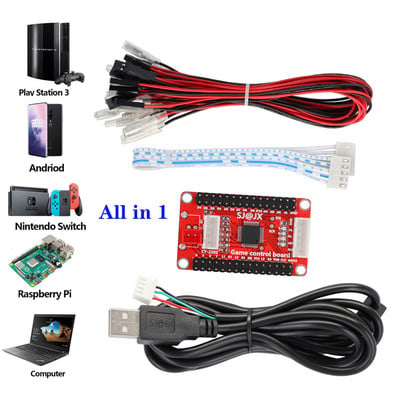 Zero Delay Board DIY Arcade USB Encoder Support PC/ PS3 /Raspberry Pi / Android /Hitbox With SANWA Joystick Button Control кабел