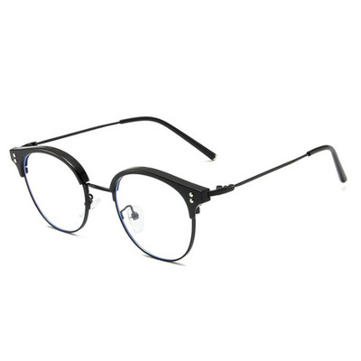 Ochelari de modă semi-fără rame anti blocarea luminii albastre pentru bărbați Ochelari de vedere cu filtru de raze rotunde Rame de ochelari pentru computer, femei, bărbați, ochelari de protecție
