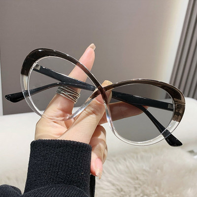 Madingi retro anti-mėlyni šviesūs fotochrominiai akiniai Klasikiniai katės akių trikampiai akiniai vintažiniai moteriški spalvą keičiantys akiniai