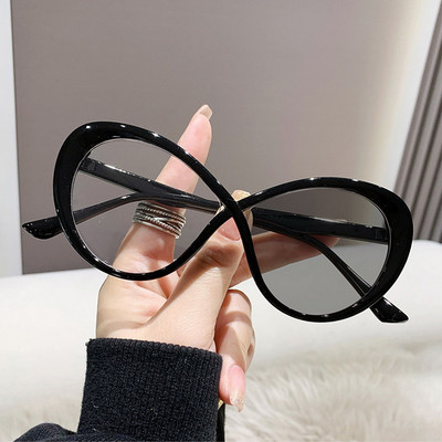 Madingi retro anti-mėlyni šviesūs fotochrominiai akiniai Klasikiniai katės akių trikampiai akiniai vintažiniai moteriški spalvą keičiantys akiniai