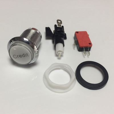 1 TK kroomkattega valgustatud mängusaali surunupp 5V 12v LED-mündinupp mikrolülitiga 1P 2P KREDIIDI PAUS