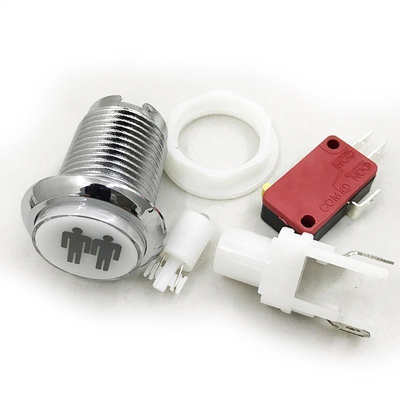 1 TK kroomkattega valgustatud mängusaali surunupp 5V 12v LED-mündinupp mikrolülitiga 1P 2P KREDIIDI PAUS