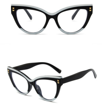 Hot Cat Eye Anti blue Light Blocking Glasses Vintage Rivet Black White Panda Flat Mirror New ins Trend Рамка за очила
