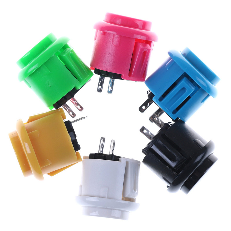 2 vnt. spintos žaidimų mašinos priedas 24 mm arkadiniai mygtukai apvalūs mygtukai/arkadiniai su jungikliu