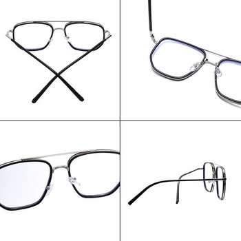 Унисекс UV защита Двойна рамка Ретро многоъгълни очила за четене Очила против синя светлина Очила с плоско огледало