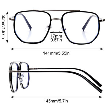 Unisex UV Προστασία Διπλού σκελετού Retro Polygon Γυαλιά ανάγνωσης Anti Blue Light Γυαλιά οράσεως Επίπεδα γυαλιά καθρέφτη