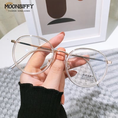 Classic Retro Anti-Blue Light Glasses Round Metal Frame Brand Designer Fashion Transparent Computer Goggles Optical Glasses