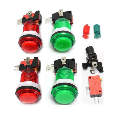 10 τμχ Κουμπί μηχανήματος Arcade LED Snap 28mm ημιδιαφανές Miroswitch Push Buttons Lighting for DIY Raspberry pi MAME PC Pandora Game