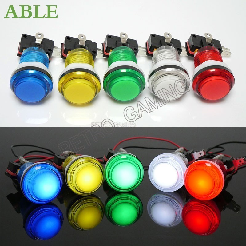 10 tk Arcade Machine Button LED Snap 28mm poolläbipaistev Miroswitch Push Buttons Valgustus DIY Raspberry pi MAME PC Pandora Game jaoks