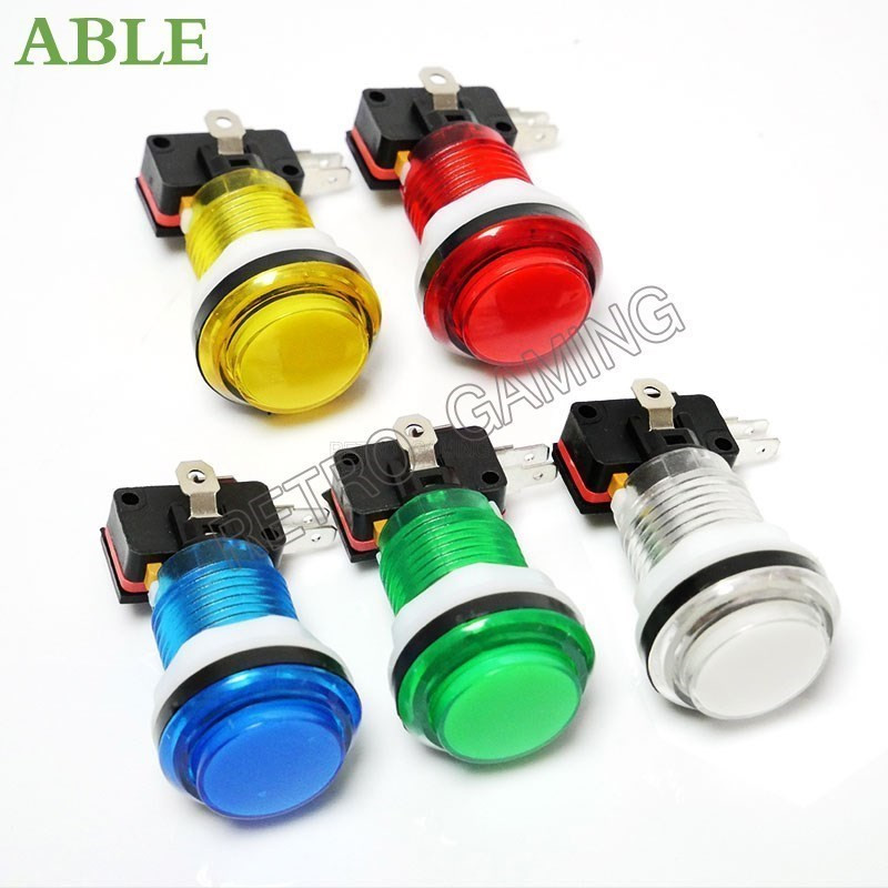 10 tk Arcade Machine Button LED Snap 28mm poolläbipaistev Miroswitch Push Buttons Valgustus DIY Raspberry pi MAME PC Pandora Game jaoks