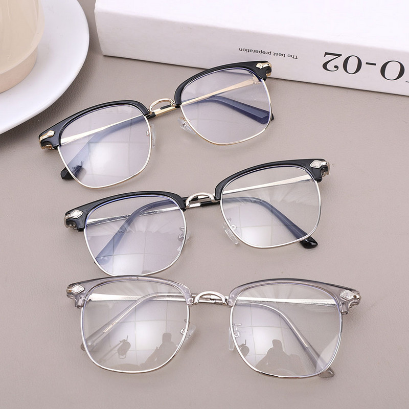 Klasikiniai pusiau ratlankiai anti mėlyni šviesą blokuojantys akiniai vyrams, kvadratiniai spindulių filtrai, akinių rėmeliai, kompiuterių moteriški akiniai