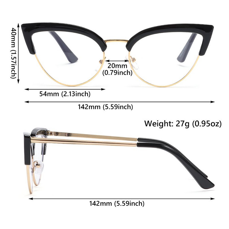 Cat Eye Kompiuterio akiniai moterims Mėlyna šviesą blokuojantys akiniai Biuro akiniai Kompiuteriniai akiniai Prabangūs Dizaino Retro akiniai
