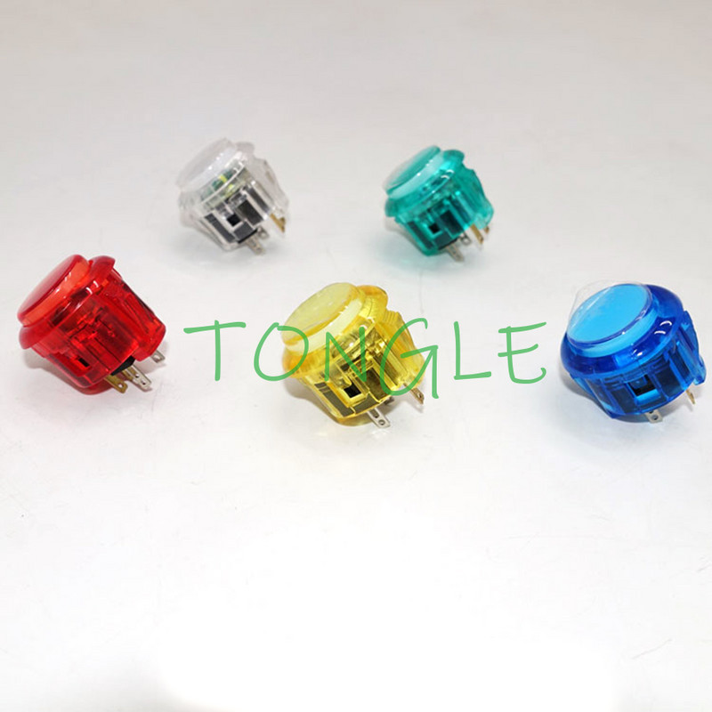 4 vnt. arkadinis mygtukas, 24 mm 30 mm skaidrūs jungiklio mygtukai LED apšvietimas 5 V 12 V, skirtas „pasidaryk pats“ Raspberry Pi MAME PC Pandora žaidimui