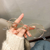 Klasiskas elegantas sieviešu pretzilas gaismas brilles metāla apaļš ietvars zeltains melns acu aizsardzības brilles modes brilles