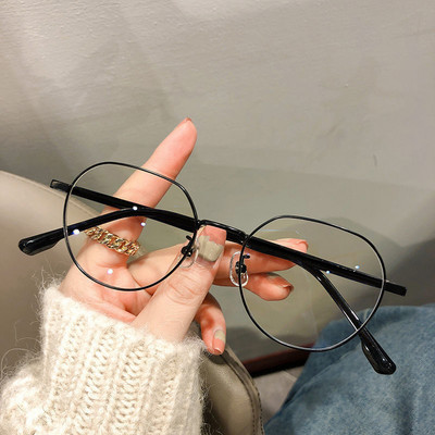 Klasiskas elegantas sieviešu pretzilas gaismas brilles metāla apaļš ietvars zeltains melns acu aizsardzības brilles modes brilles