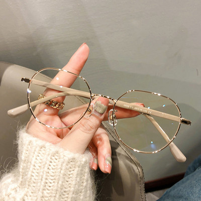 Clasici Eleganti Ochelari Anti Lumina Albastra Ochelari Metal Rotund Cadru Aur Negru Ochelari Protectie Ochi Moda Ochelari