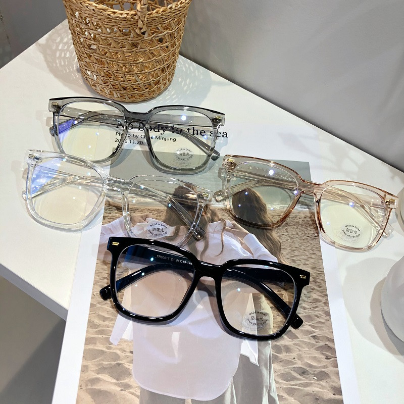 Suured ruudukujulised sinised valgust blokeerivad prillid raam Prillid Retro Unisex arvutimängude silmade kaitse Klassikalised lihtsast klaasist prillid