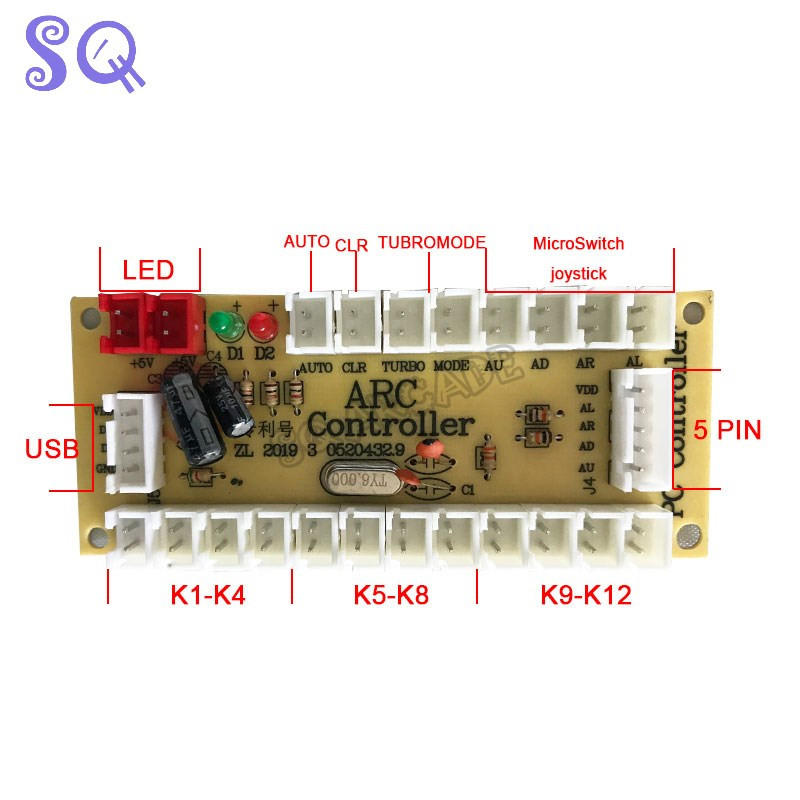 Нов контролер за USB енкодер с нулево забавяне към джойстик и бутон за уличен бой в машина за аркадни игри с монети