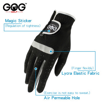 Συσκευασία 1 τεμ. Ανδρικό γάντι γκολφ Αριστερό/δεξί Χέρι Micro Soft Fiber Αντιολισθητικά Γάντια γκολφ Ανδρικό Χρώμα Μαύρο