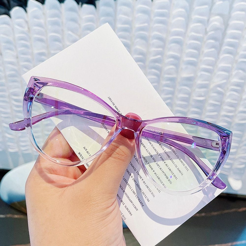 2022 m. nauji Cat Eye anti-mėlyni šviesūs akiniai moterims, vyriški skaidraus rėmo akių apsauga, itin lengvi akiniai biuro kompiuterio akiniai