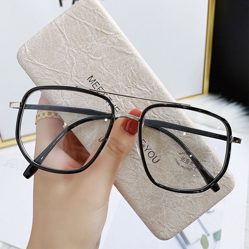 Madingi Aukštos kokybės anti-mėlyni šviesūs akiniai moterims Vyriški dideli rėmeliai dvigubo tiltelio akiniai lentes opticos para mujer