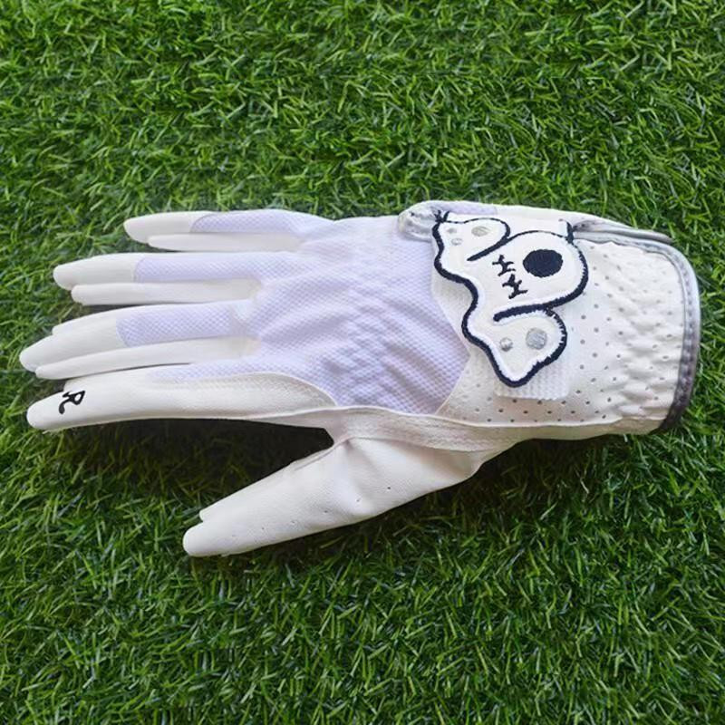 Kvėpuojančios golfo pirštinės kairės rankos baltos pusiau avikailio moteriškos sportinės pirštinės, gali būti didmeninės