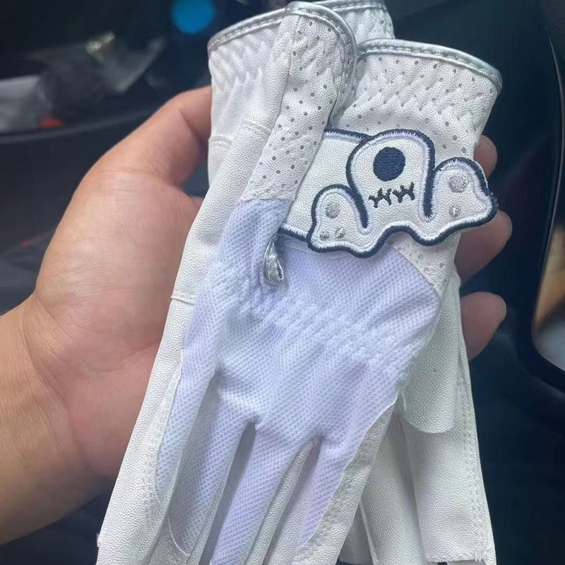 Kvėpuojančios golfo pirštinės kairės rankos baltos pusiau avikailio moteriškos sportinės pirštinės, gali būti didmeninės