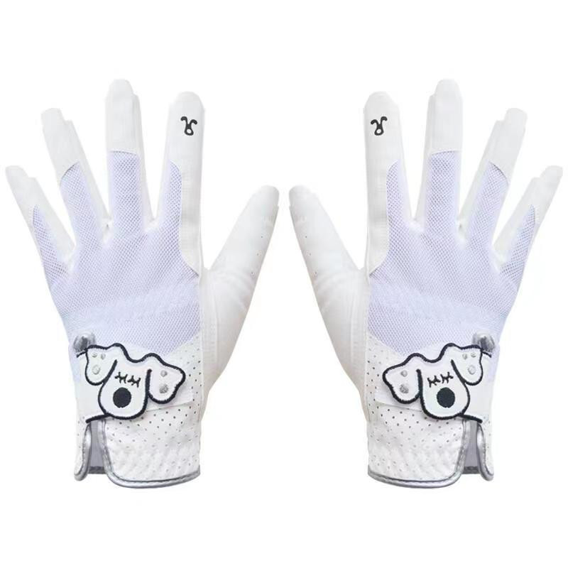 Kvėpuojančios golfo pirštinės kairės rankos baltos pusiau avikailio moteriškos sportinės pirštinės, gali būti didmeninės