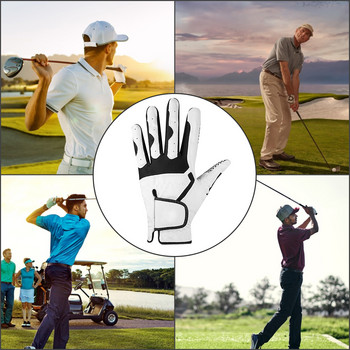 1 бр. Лява дясна ръкавица за голф Мъжки противоплъзгащи микрофибърни еластични дишащи ръкавици Защитни ръкавици за голф за спорт на открито