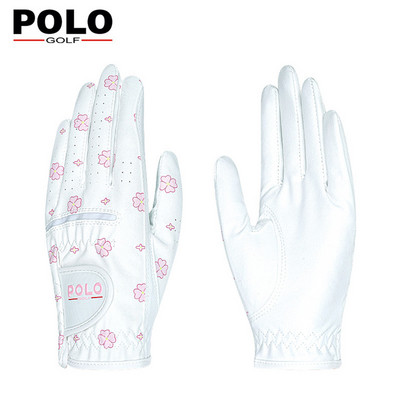 A Pair Of New Golf Gloves Women Korean Printed Sports Gloves Pu Microfiber Fabric Sun Protection And Wear-Resistant Gloves