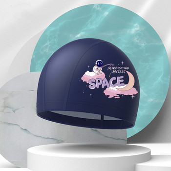 Нови анимационни шапки за плуване за деца Еластична PU защита на ушите Шапка за плуване Момчета Момичета Шапки за къпане в басейн с дълга коса