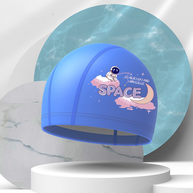 Uued multifilmi ujumismütsid lastele elastsed PU kõrvakaitsed ujumismütsid poisid tüdrukud pikkade juustega basseini ujumismütsid