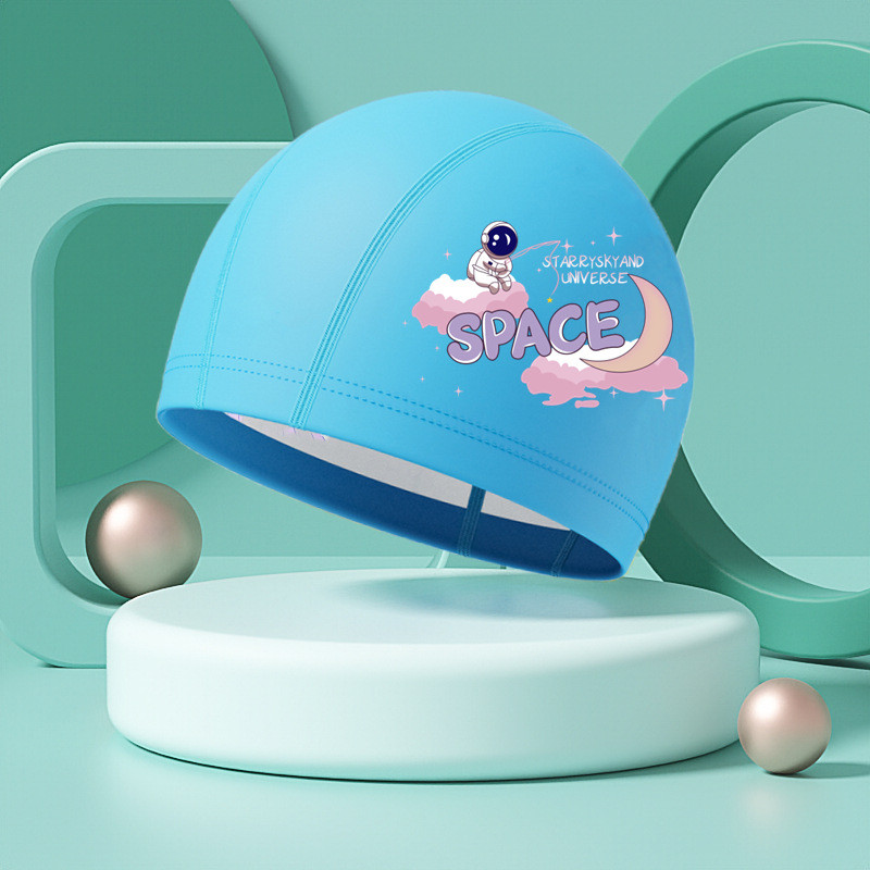 Uued multifilmi ujumismütsid lastele elastsed PU kõrvakaitsed ujumismütsid poisid tüdrukud pikkade juustega basseini ujumismütsid