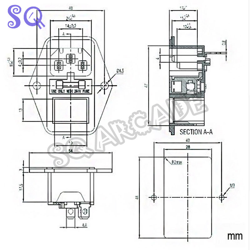 Jamma lüliti pesa, naissoost pistik Pandora vahelduvvooluadapter Boton toiteallikas koos kaitsmepistikuga arkaadmasina jaoks