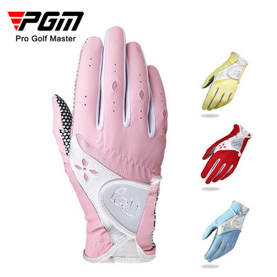 PGM 1 ζευγάρια Γυναικεία γάντια γκολφ Μαλακό αναπνεύσιμο δέρμα PU με αντιολισθητικά σωματίδια Αθλητισμός εξωτερικού χώρου Χονδρική πώληση αξεσουάρ γκολφ ST020
