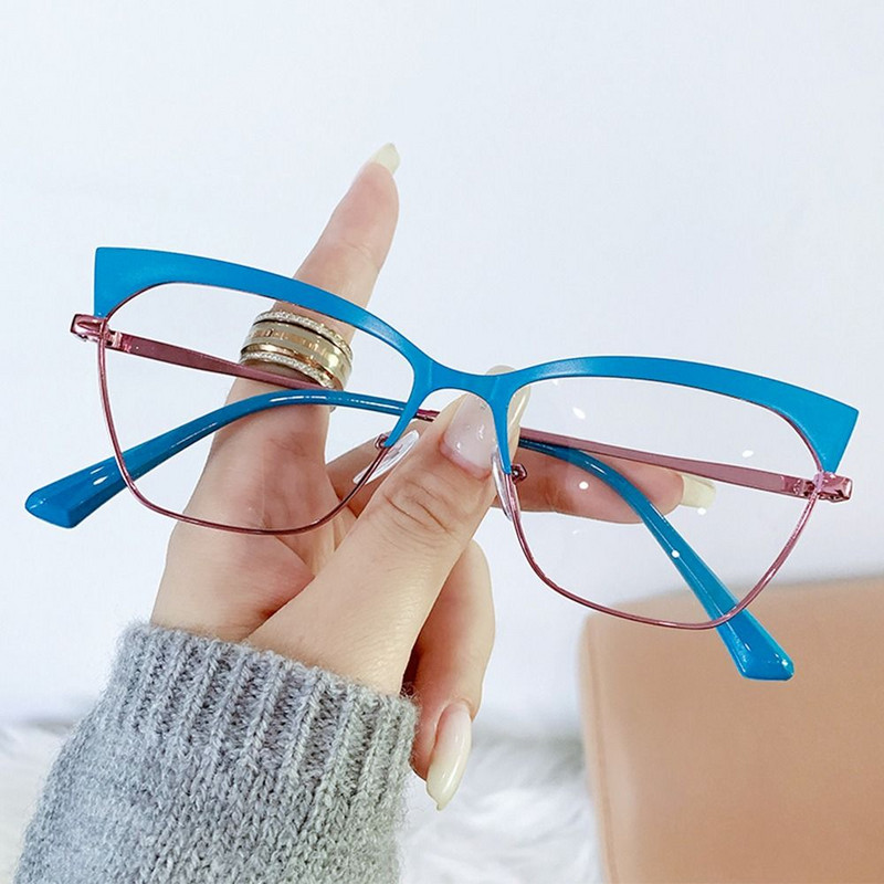 Női Retro macskaszem tervezők Anti Blue Light számítógépes szemüvegek Olvasó- és játékjátékok a szemek védelmére Optikai szemüveg