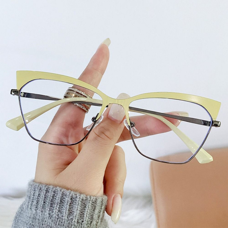 Női Retro macskaszem tervezők Anti Blue Light számítógépes szemüvegek Olvasó- és játékjátékok a szemek védelmére Optikai szemüveg