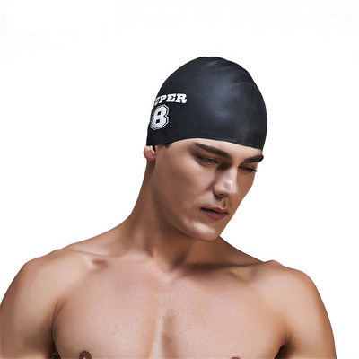 Moterys Vyriški dryžuota silikoninė plaukimo kepurė suaugusiems, atspari vandeniui vasaros baseino kepuraitė Elastinė apsauga ausys ilgi plaukai Spalvinga nardymo kepurė