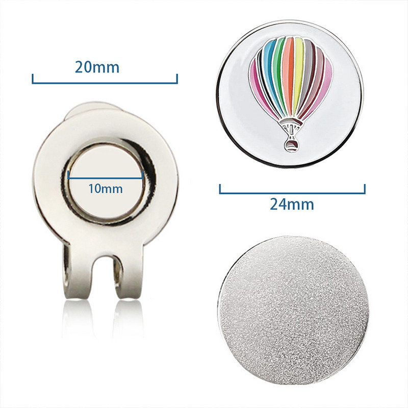 Karšto oro baliono modelio golfo kamuoliukų žymekliai su nuimamais skrybėlių spaustukais Lengvai tvirtinasi prie golfo kepuraitės Dovanos Golfo kamuoliukų žymeklio skrybėlės segtukas