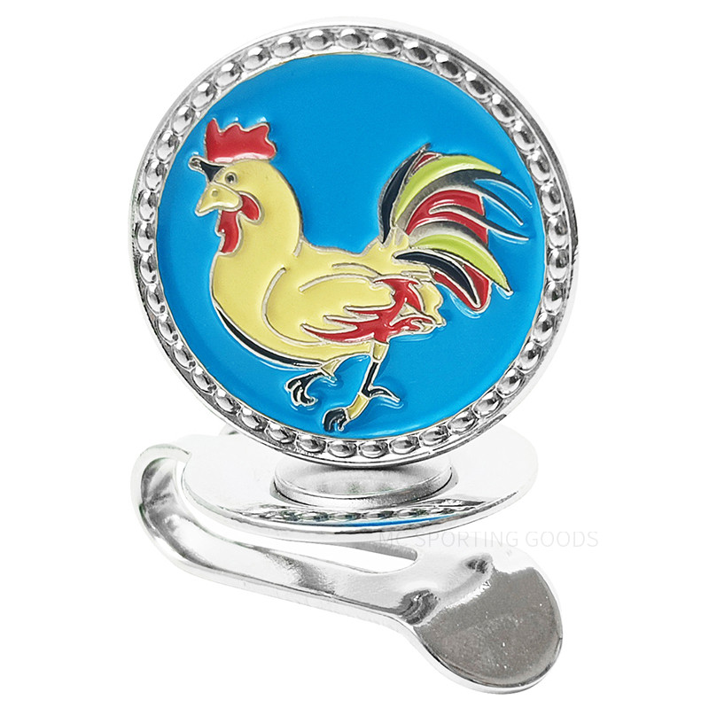 Golfo kamuoliukų žymekliai Golfo, mielo zodiako gaidžio modelio, golfo animacinio filmo forma su magnetiniu dangtelio segtuku Golfo kamuoliukų žymeklis golfo priedas