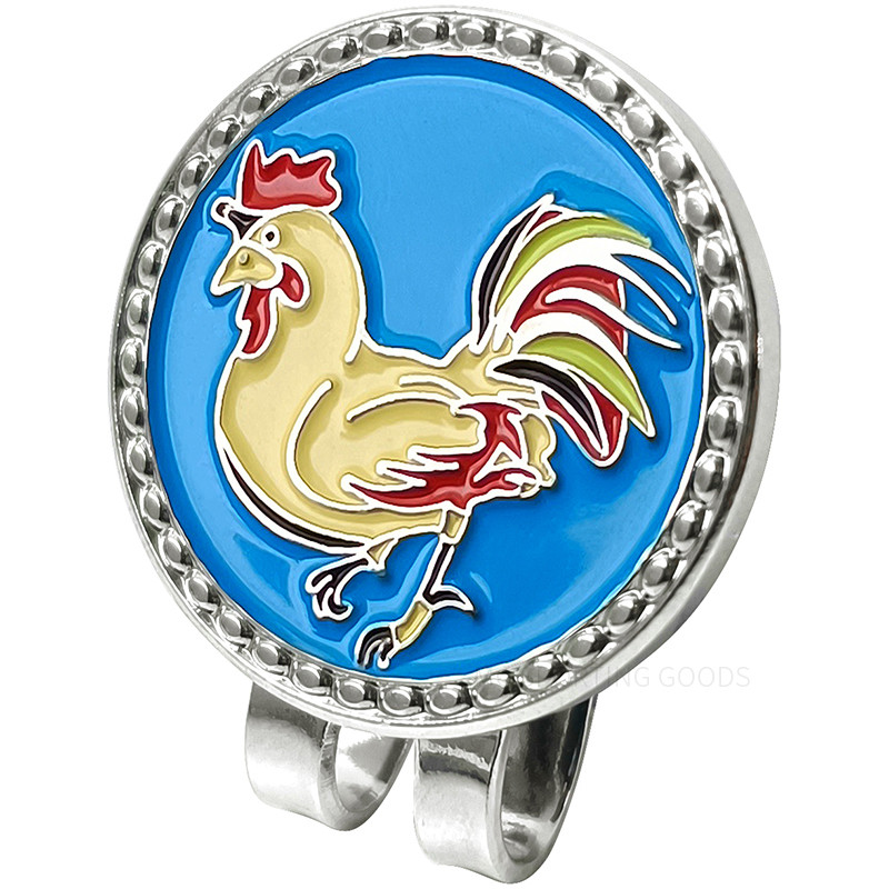 Golfo kamuoliukų žymekliai Golfo, mielo zodiako gaidžio modelio, golfo animacinio filmo forma su magnetiniu dangtelio segtuku Golfo kamuoliukų žymeklis golfo priedas