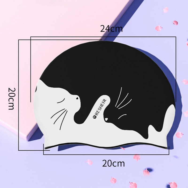 Kape za plivanje Vodootporna silikonska kapa za plivanje Crtani uzorak suhe kose Kape za plivanje Unisex zaštita za uši Ronilačka kapa za muškarce/žene