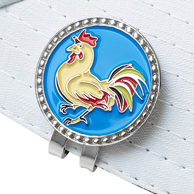 Removable Golf Marker Cute Zodiac Rooster pattern With Magnetic Cap Clip Golf Accessories Alloy Marker For Men And Women Gift